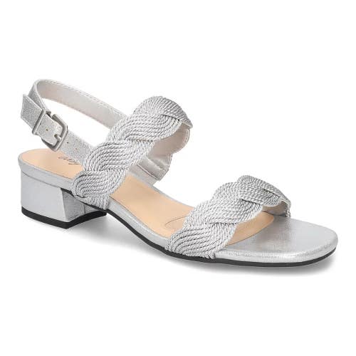 Easy Street Charee Sandals Womens US 6.5 Silver Block Heel Slingback HTAT262