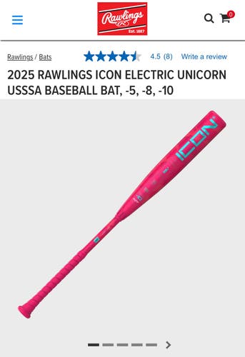 2025 Rawlings Icon Composite USSSA Certified Bat (-8) 22 oz 30" (Used)