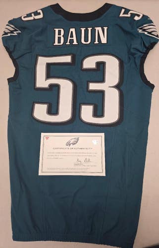 Eagles ZACK BAUN Game Used GU Football Jersey 11-10-24 vs Cowboys PHOTO MATCH