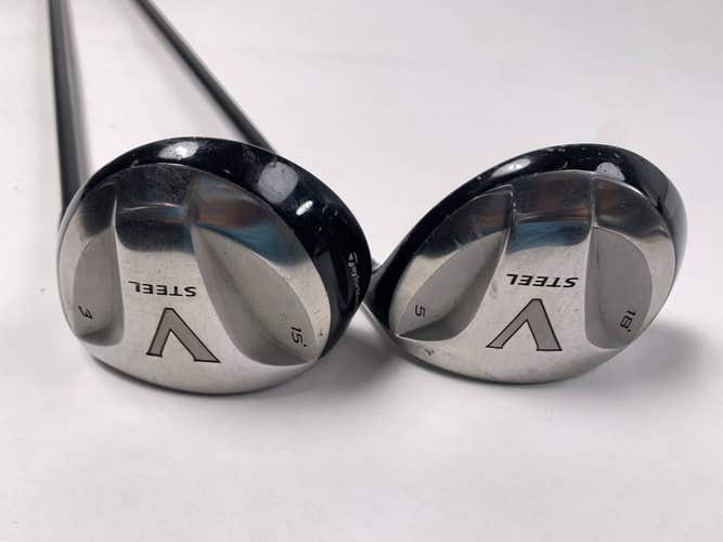 TaylorMade V Steel 3 & 5 Fairway Wood Set 15* 18* MAS2 Regular Graphite Mens RH