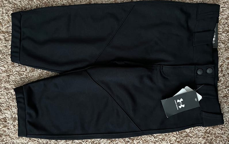 Black Unisex Small Youth Under Armour Game Pants (New)