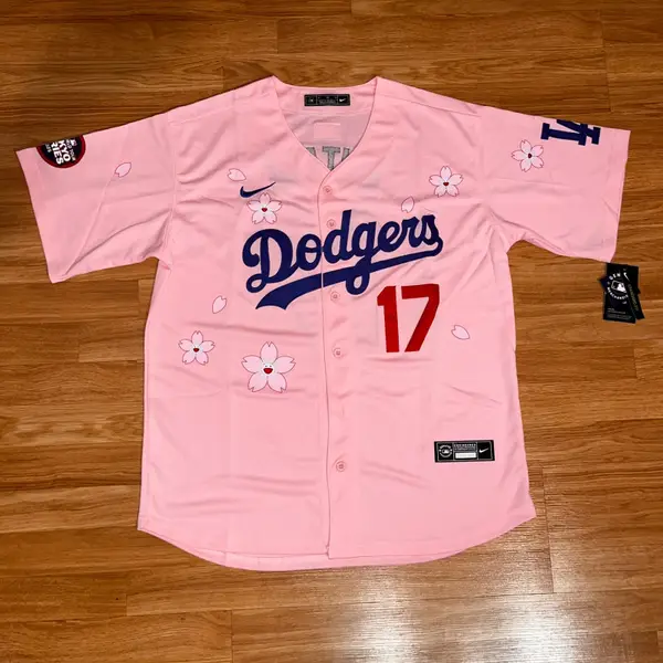 LA Dodgers Ohtani Pink Cherry Blossom Tokyo Series Jersey – MLB Stitched