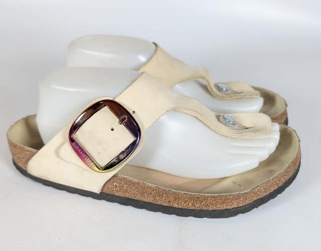 Birkenstock Gizeh Big Buckle Ivory Leather Women's Slide Sandals Size 41 / 10