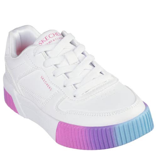SKECHERS Jade 310890L-WMN Kids US 4.5 White Neon Leather Platform Shoes VER1218