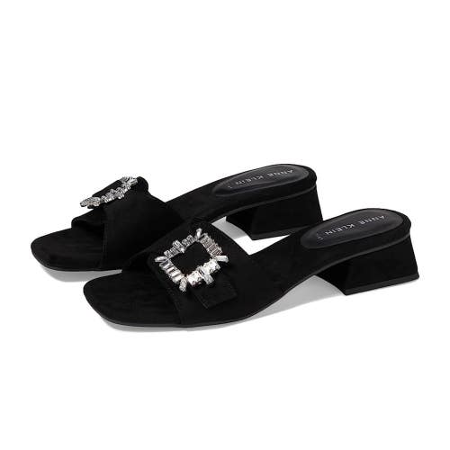 Anne Klein Naomi Dress Sandal Women's US 6.5 Black Crystal Square Toe HTAT164