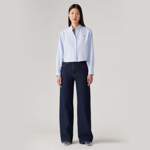 Levi's Ribcage Jeans Women's 25x32 Blue Denim High Rise Baggy Wide Leg JDM2373