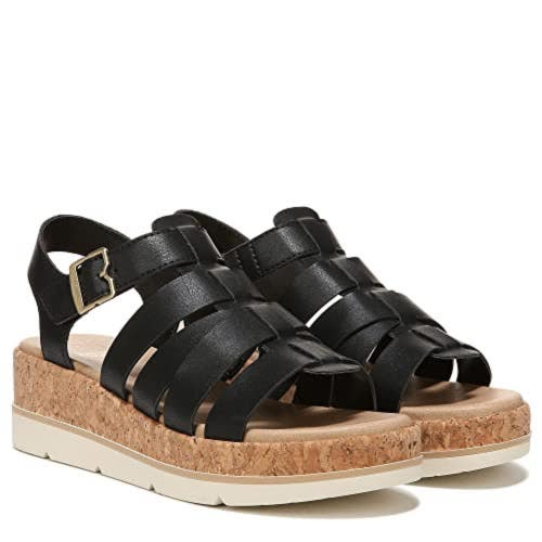 Dr. Scholl's Only You Sandals Women's 10 Black Adjustable Strap Platform HTAT343