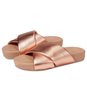 Seychelles Heartfelt Sandal Womens 6 Rose Metallic Leather Slip-On Slide HTAT194
