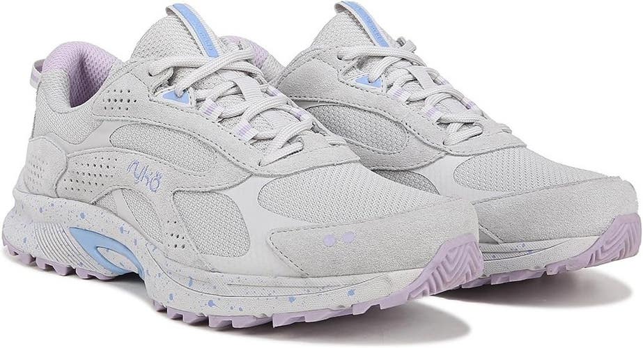 Ryka Sky Stride Sneakers Women US 8.5 Vapor Grey Mesh Suede Trail Shoes HAWK2551