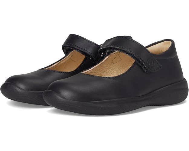 Naturino Catania 2 Flats Girls 2 Black Leather Round Toe Mary Jane Shoes VER1429