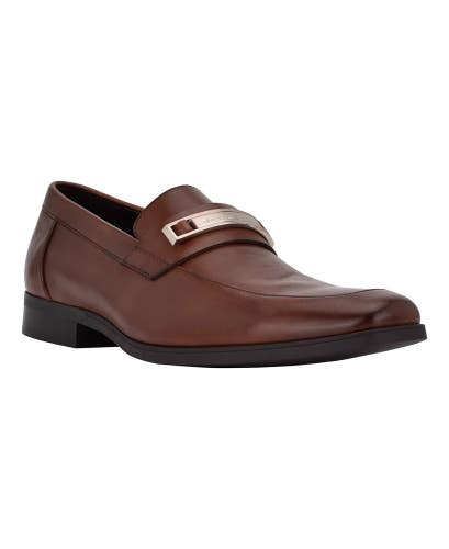 Calvin Klein Jameson Loafers Men's 7 Brown Leather Slip On Dress Shoes HTAT334