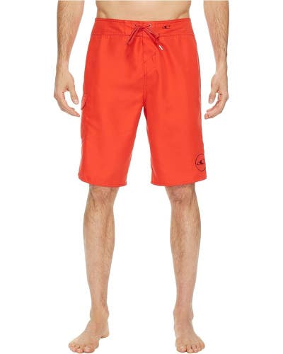 O'Neill Santa Cruz Solid 2.0 Board Shorts Men 33 Red Drawstring Swimwear JDM2362