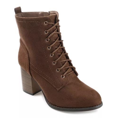 Journee Collection Baylor Boots Women's US 7.5 Brown Block Heel Bootie HAWK2213