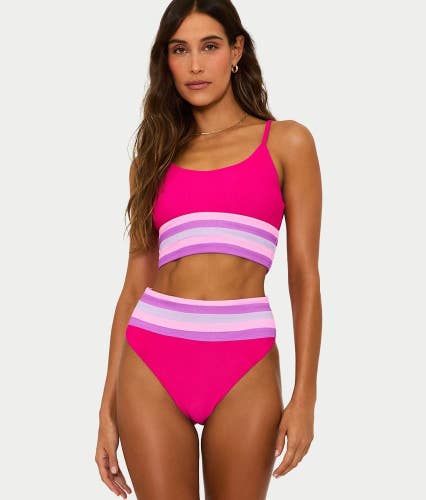 Beach Riot Millie Bikini Bottom Women's Small Multi Colorblock High-Waist JZZ997