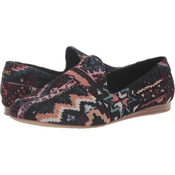 TOMS Darcy Flats Women Black Patchwork Global Woven Slip On Casual Shoes HTAT221