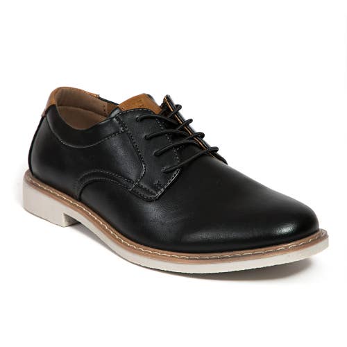 Deer Stags Marco Oxford Kids 1 Black Leather Lace Up Formal Dress Shoes HTAT216