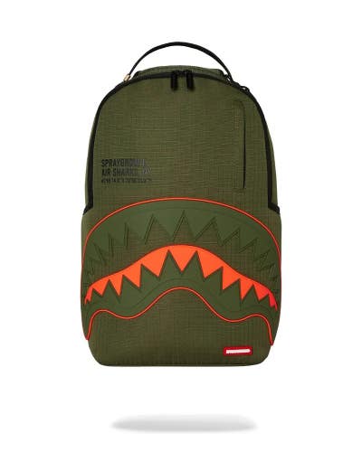 Sprayground Nylon Shark Central Army DLX-Ripstop Backpack Unisex Green SPR211
