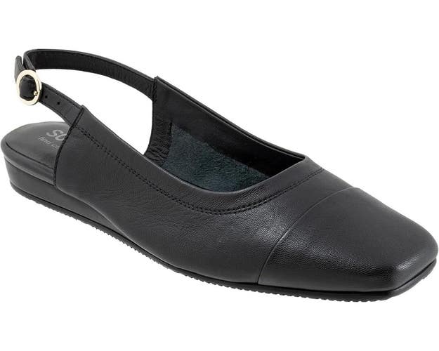 SoftWalk Vittoria S2323-001 Flat Women's US 8 Black Square Toe Slip-On VER1216