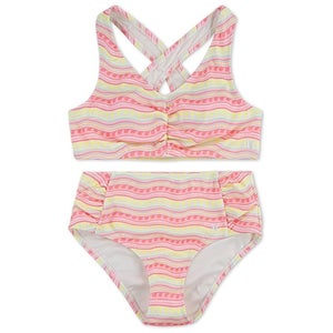 Hurley Bikini Set Girl's 10 Pink Flamingo Stretch High Waisted Swimwear JDM2351