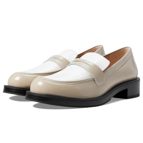 Stuart Weitzman Palmer Bold Loafer Womens 8.5 Dune Leather Slip On Shoes HTAT233