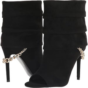 Guess Adilee Boots Women's 6 Black Suede Peep Toe Stiletto Heel Bootie HTAT339