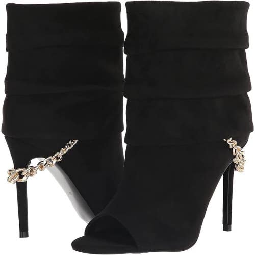 Guess Adilee Boots Women's 6 Black Suede Peep Toe Stiletto Heel Bootie HTAT339