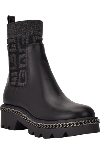 Guess Vardy Boots Women's US 9.5 Black Lug Sole Platform Ankle Chelsea HTAT340