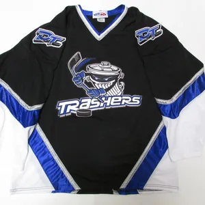 Danbury Trashers Black AK UHL Authentic Hockey Jersey – Large, Fight Strap