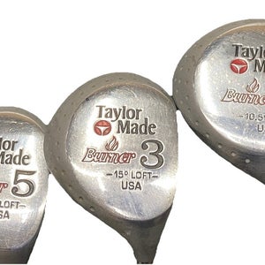 TaylorMade Burner Wood Set 10.5* Driver, 3w, 5w RH R300u Regular Steel New Grips