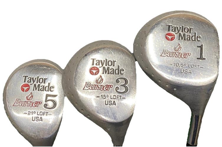 TaylorMade Burner Wood Set 10.5* Driver, 3w, 5w RH R300u Regular Steel New Grips