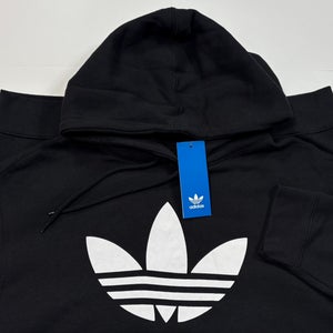 Size M Adidas Originals Men’s Trefoil Graphic Logo Fleece Hoodie Pullover Sweatshirt Black NEW NWT