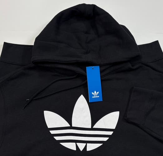 Size M Adidas Originals Men’s Trefoil Graphic Logo Fleece Hoodie Pullover Sweatshirt Black NEW NWT