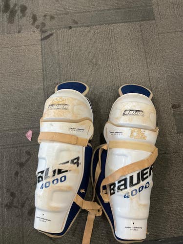 Used Bauer 4000 Senior Shin Guards White 15" 11614-S000230462