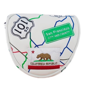 NEW PRG California "Road Map" White Magnetic Golf Mallet Putter Headcover