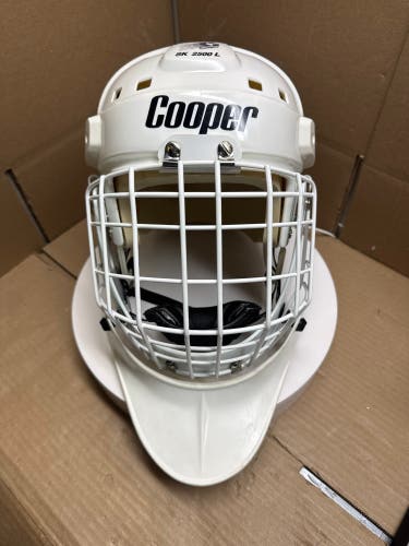 VINTAGE COOPER SK2500L HOCKEY GOALIE MASK ITECH CAGE AND DANGLER WITH NEW FOAM SIZE SENIOR LARGE