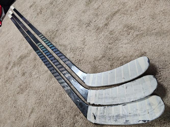 3x PACK GRZ Penguins Game Used Sticks WARRIOR Super Novium PRO 90 flex LH left