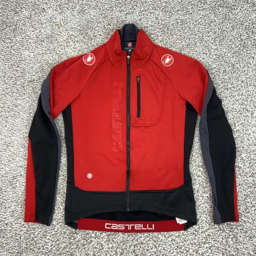 Castelli Jacket Mens Large Red Windstopper Corsa Cycling Softshell Full Zip