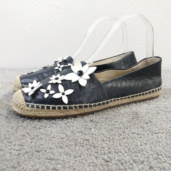 Michael Michael Kors Lola Size 7 Shoes Slip On MK Flats Black Floral Espadrille