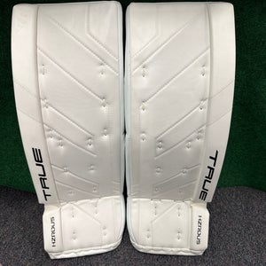 White Junior True HZRDUS Goalie Leg Pads (New) | 28" +2"