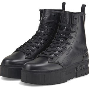 Puma Mayze x Dua Lipa 388611-01 Women's Black Leather Platofrm Boots HTAT382