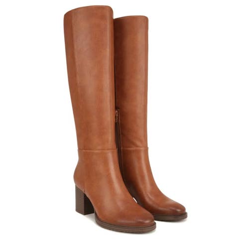 Zodiac Riona Women's US 11 Cognac Faux Leather Knee High Riding Boots RHS7502
