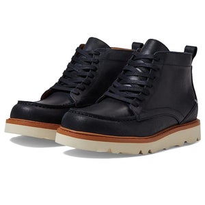 Label Go-To 230030-010 Boots Women's Black Cream Leather Lace Up Moc Toe HTAT366