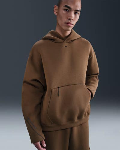 Nike Tech Fleece Hoodie Mens Mosswood Brown Kangaroo Pocket Pullover JAX1059