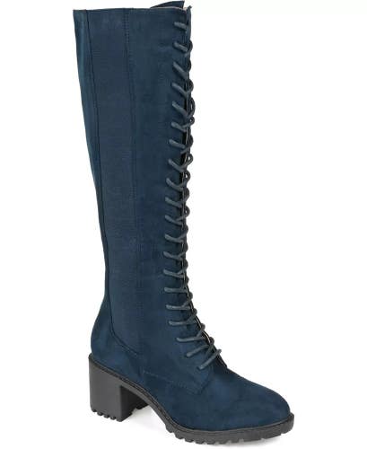 Journee Collection Jenicca Riding Boots Women's US 9 Navy Stacked Heel HAWK2327