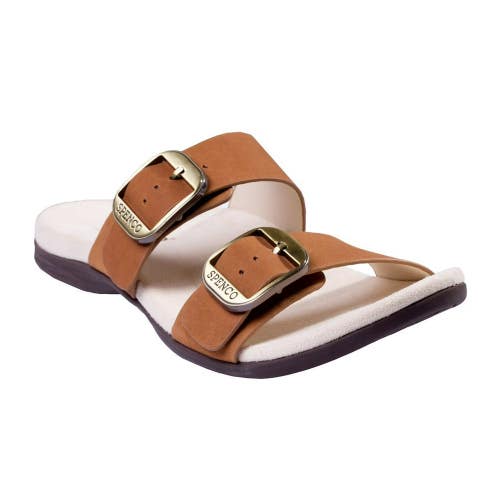 Spenco Vista Sandals Womens 7 Brown Leather Arch Support Open Toe Slide HAWK2322