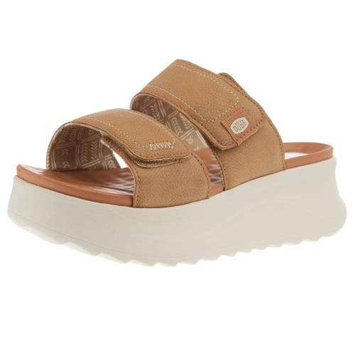 Hey Dude Delray 41760-265 Sandals Women's 9 Tan Leather Slip-On Slide RHS7492