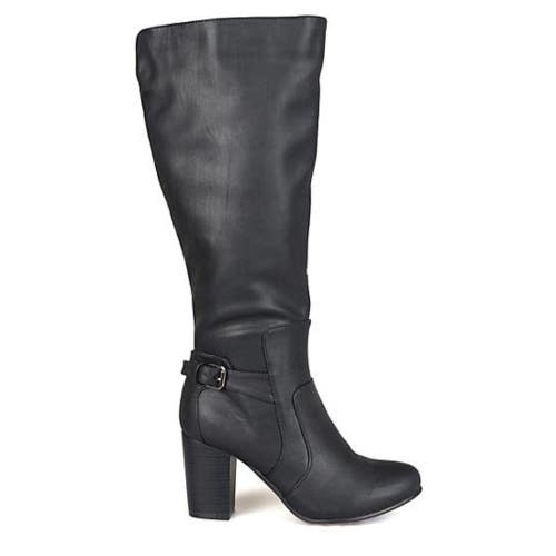 Journee Collection Carver Women's US 7.5 Black Leather Knee High Boots HAWK2406