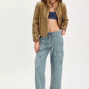 Free People We The Free Park Ave Pants Women's Large Blue Straight Leg JDM2334