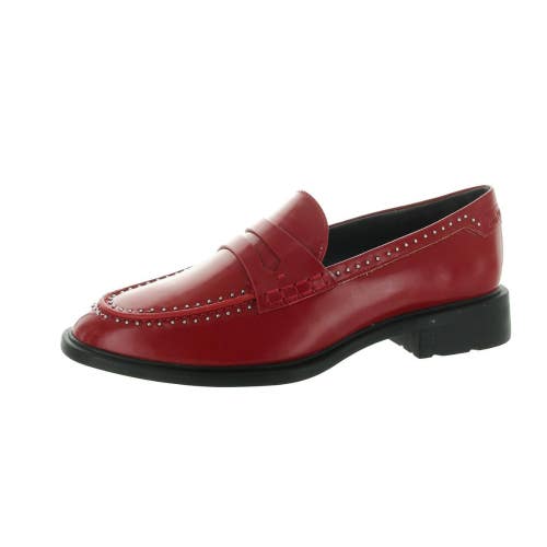 Franco Sarto Eden Loafers Womens US 8.5 Maroon Leather Studded Shoes HAWK2192
