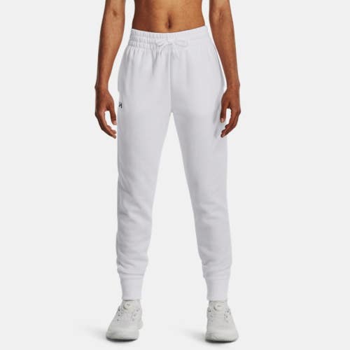 Under Armour Rival Fleece Jogger Women's Medium White Drawstring Waist JDM2733